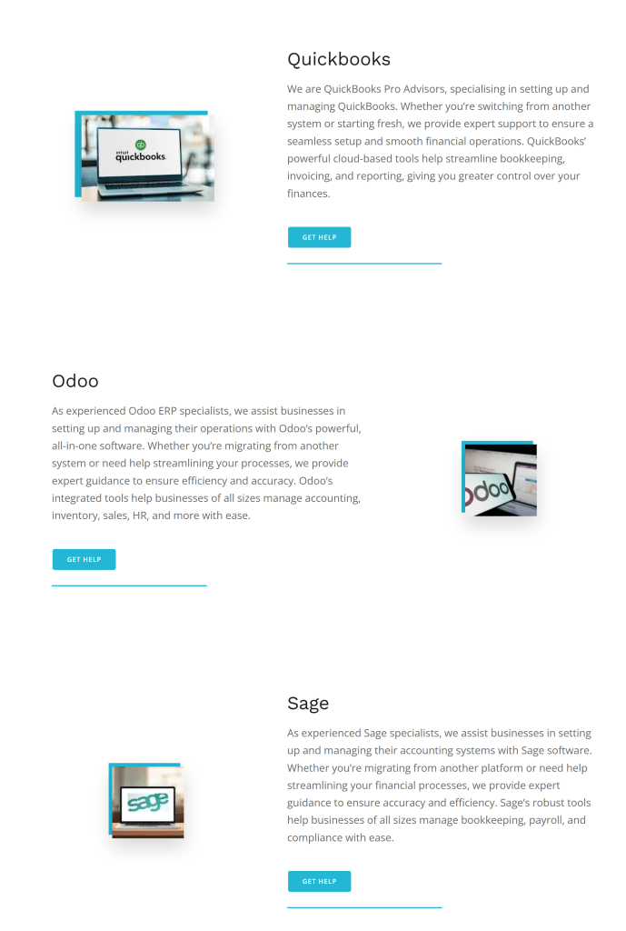 Screenshot of the software page